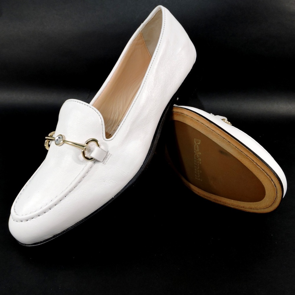 BALDININI 🇮🇹WOMEN'S  WHITE SOFT LEATHER COMFORT LOAFERS - Picture 8 of 12
